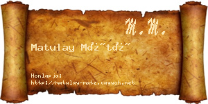 Matulay Máté névjegykártya